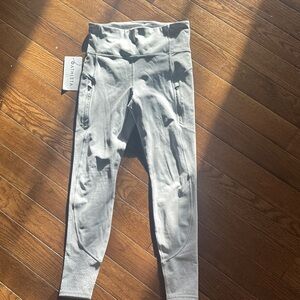 Athleta Leggings pants side stitch silver dots trim Light Gray Leggings S